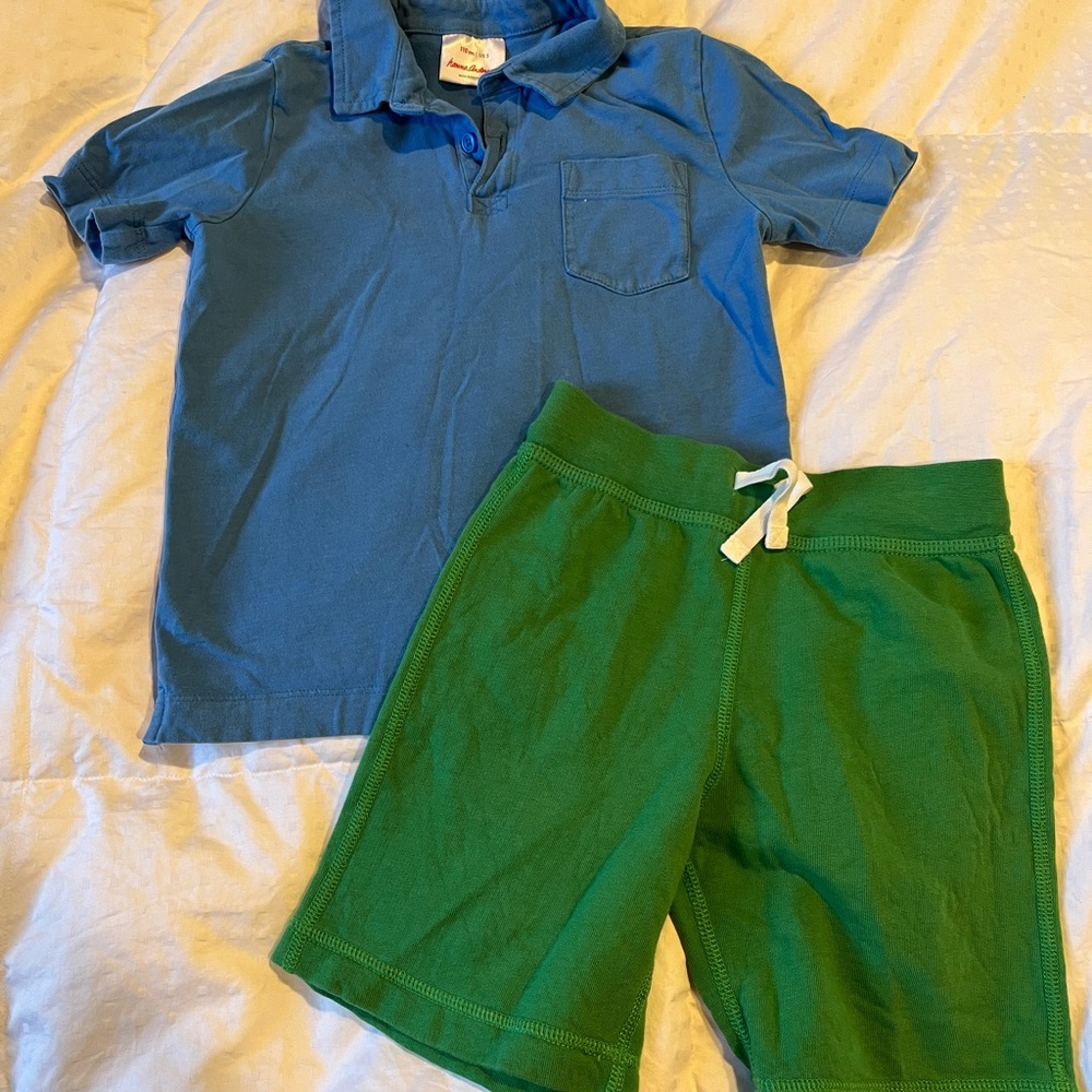 Set of Hanna Andersson shorts and collared short sleeve shirt